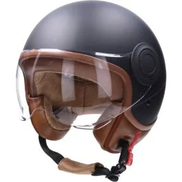 Aanbieding Helm CAB demi-jet E-06 keur comfort XS zwart mat/bruin
